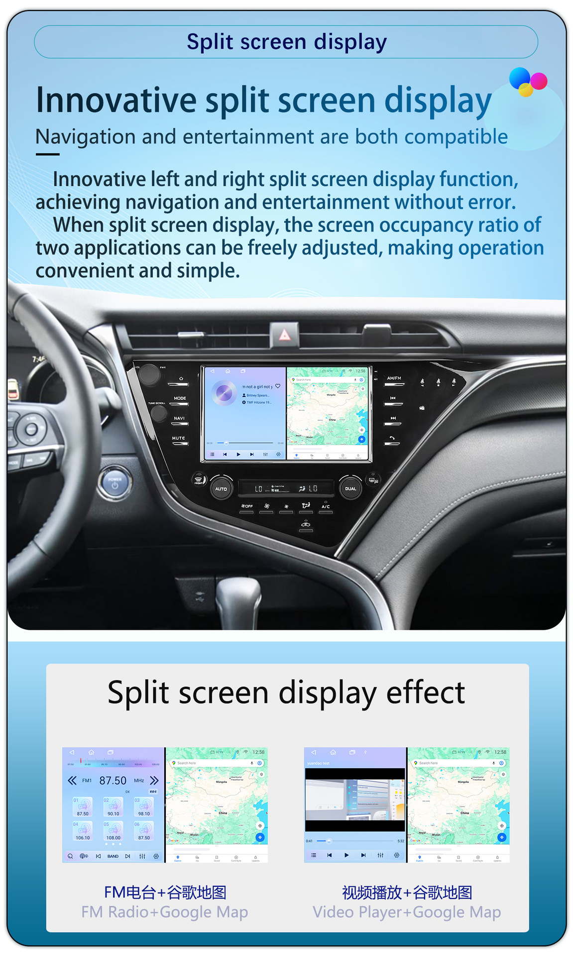 Suitable for 9-Inch 18-19 Model Toyota Camry Wireless Carplay Car Navigation 360 Panoramic All-In-One Machine