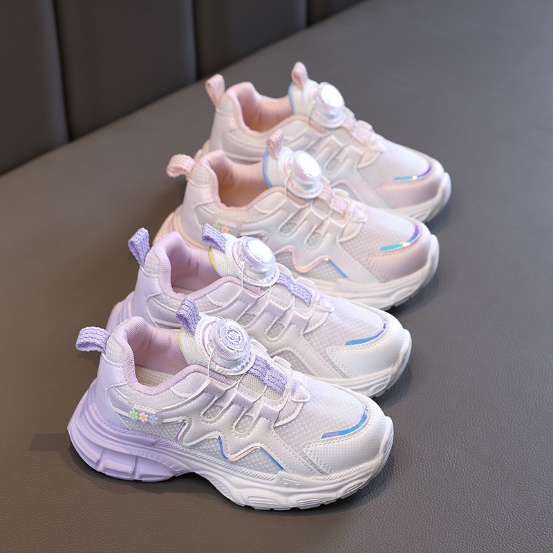 Girls' rotating button daddy shoes 2023 autumn and winter New thick bottom non-slip all-match sneaker non-slip casual shoes fashion