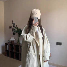 白色中长款高个子风衣外套女2025秋季新款爆款英伦风休闲宽松大衣