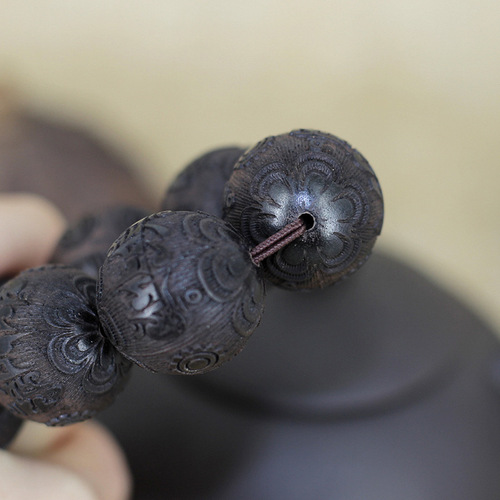 Black sandalwood carved beads bracelets, wax-free carved bracelets for men and women, bracelets, wooden toy beads, carved beads