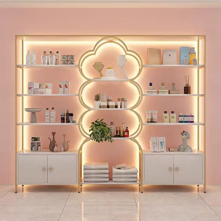 美容院产品展示柜化妆品美甲美发架护肤品货架伴手礼柜收纳置物架