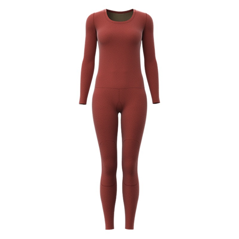 Juyitang ropa interior térmica de oro negro traje de mujer ropa de otoño gruesa pantalones largos ropa de abrigo de cuello redondo de alta elasticidad