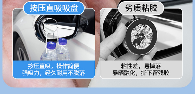Reverse Suction Cup Rearview Mirror Car Front and Rear Wheel Blind Spot Mirror 360-Degree Front Rearview Mirror Small Round Mirror Auxiliary