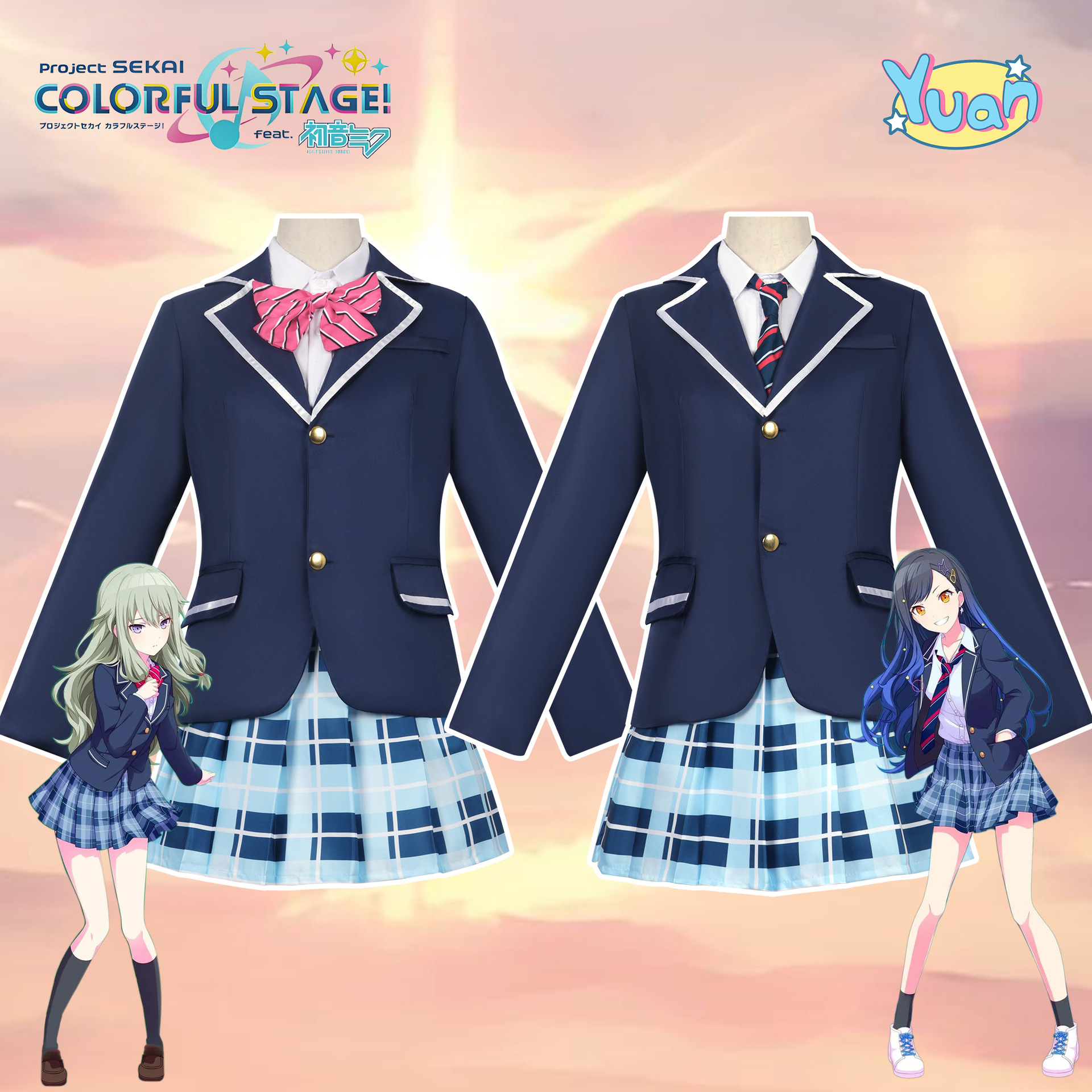 World Project Colorful Stage Cosplay Costumes Feat Shiroishi an Kusanagi Nene Uniform Anime Cosplay Costume