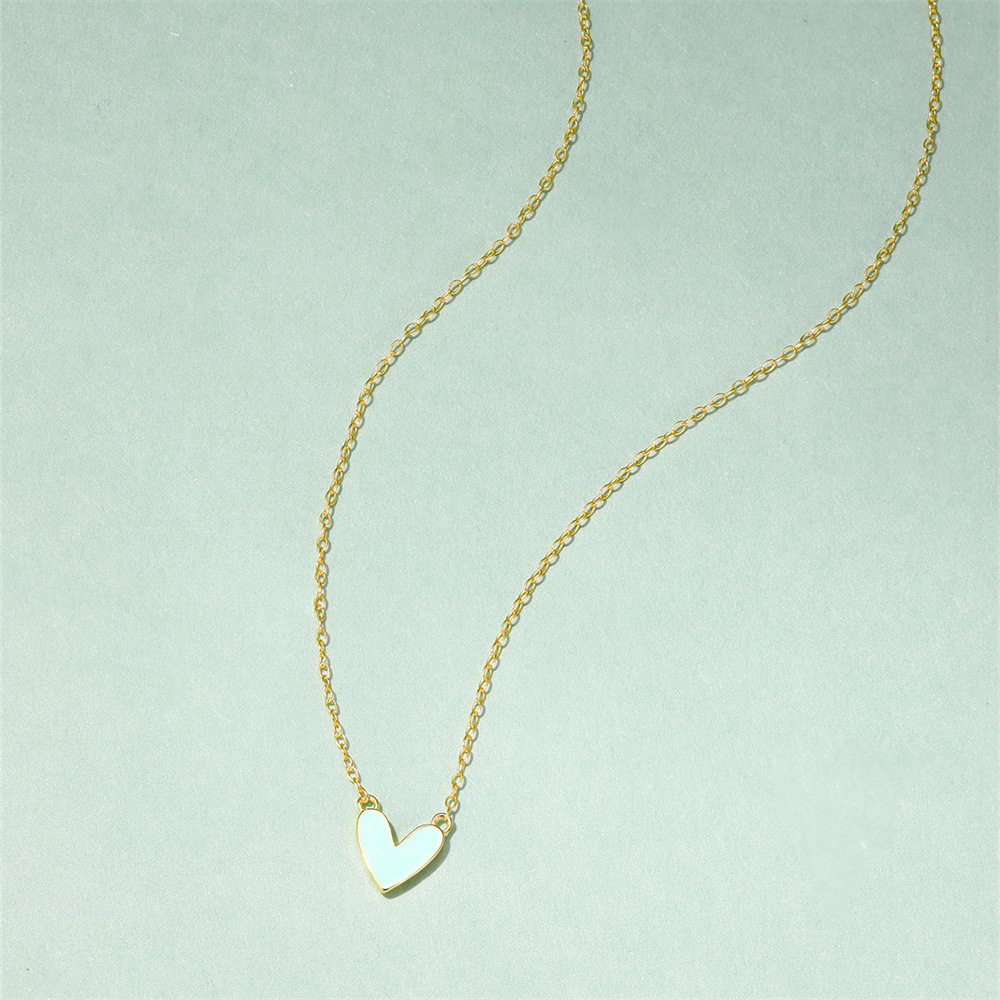 925 Sterling Silver Heart Shape 925 Sterling Silver Cable Chain Pendant Necklace display picture 5