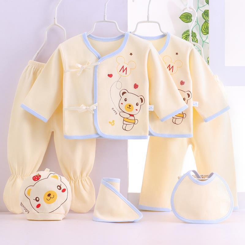 母婴礼品婴儿衣服棉初生套装新生儿夏春0-3个月女宝宝用品包7件套|ms