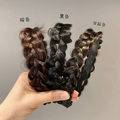 Fishbone braid wig headband integrated braid high skull headband with teeth anti-slip hairpin hairband women's headwear wholesale