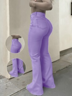 T 25316LHigh-waisted denim flared pants ����ţ������ѝ��