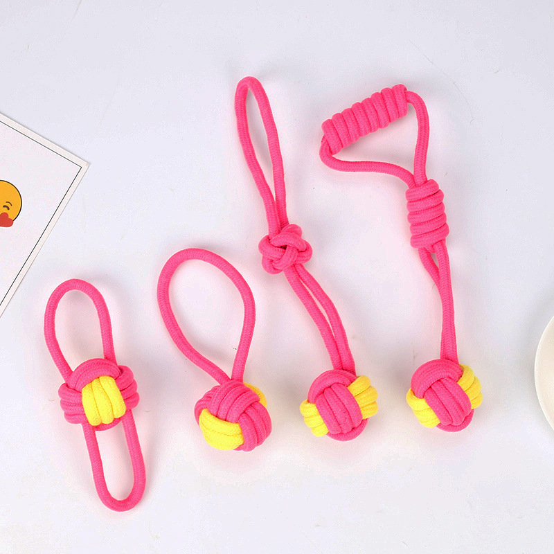 Cuerdas de algodón para mascotas juego de juguetes de bola trenzada molares resistentes a la mordida fondo Teddyco dientes de pelo para perros juguetes para mascotas