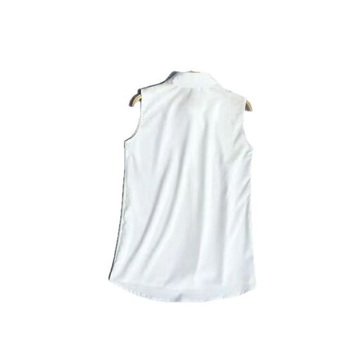 Women's Spring and Summer Sleeveless Fitted White Collared Blouse with Multifunctional False Collar, Simple and Elegant OL Versatile Base Shirt