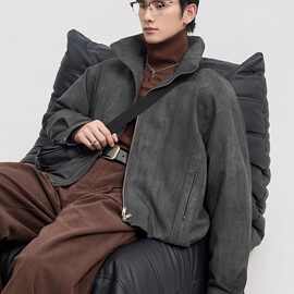 一件代发 US高端 暗纹腔调扎染 90白鸭绒男士无帽立领羽绒服外套