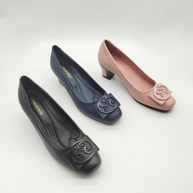 carvelar foreign trade plus size 2024 classic New mid heel shoes elegant elegant Chanel style commuter women's shoes