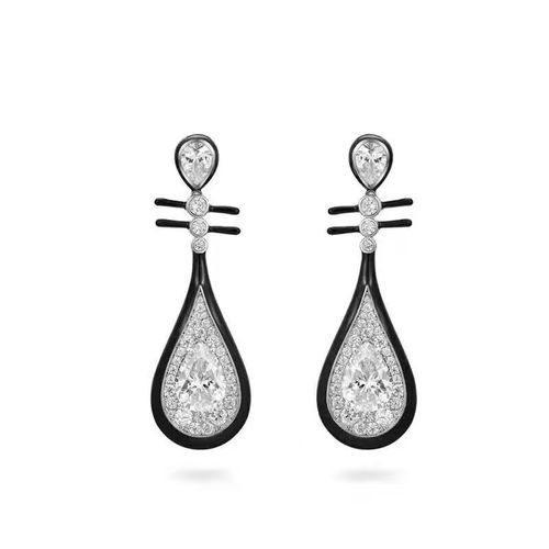 New Chinese Style Black Pearl Diamond Stud Earrings for Women, Elegant and Refined, Unique and Versatile, Lightweight Luxury and High-End, Ancient Style Accessory