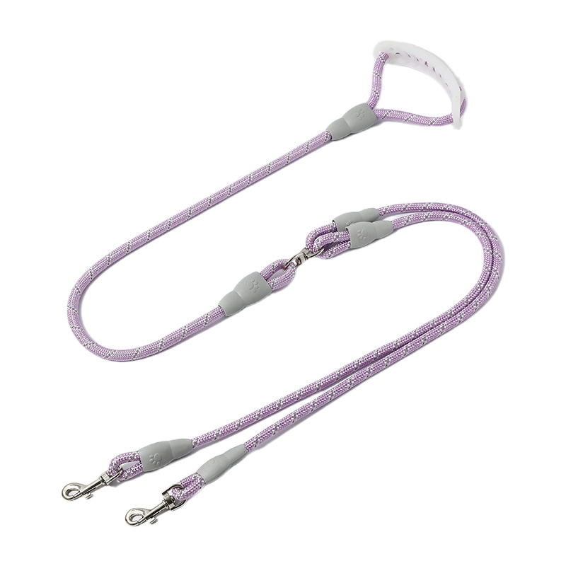 Cuerda de tracción para mascotas transfronteriza, uno para dos, cuerda para pasear al perro, cadena de doble perro de tamaño mediano, correa de tracción para perros de doble cabeza, suministros para mascotas