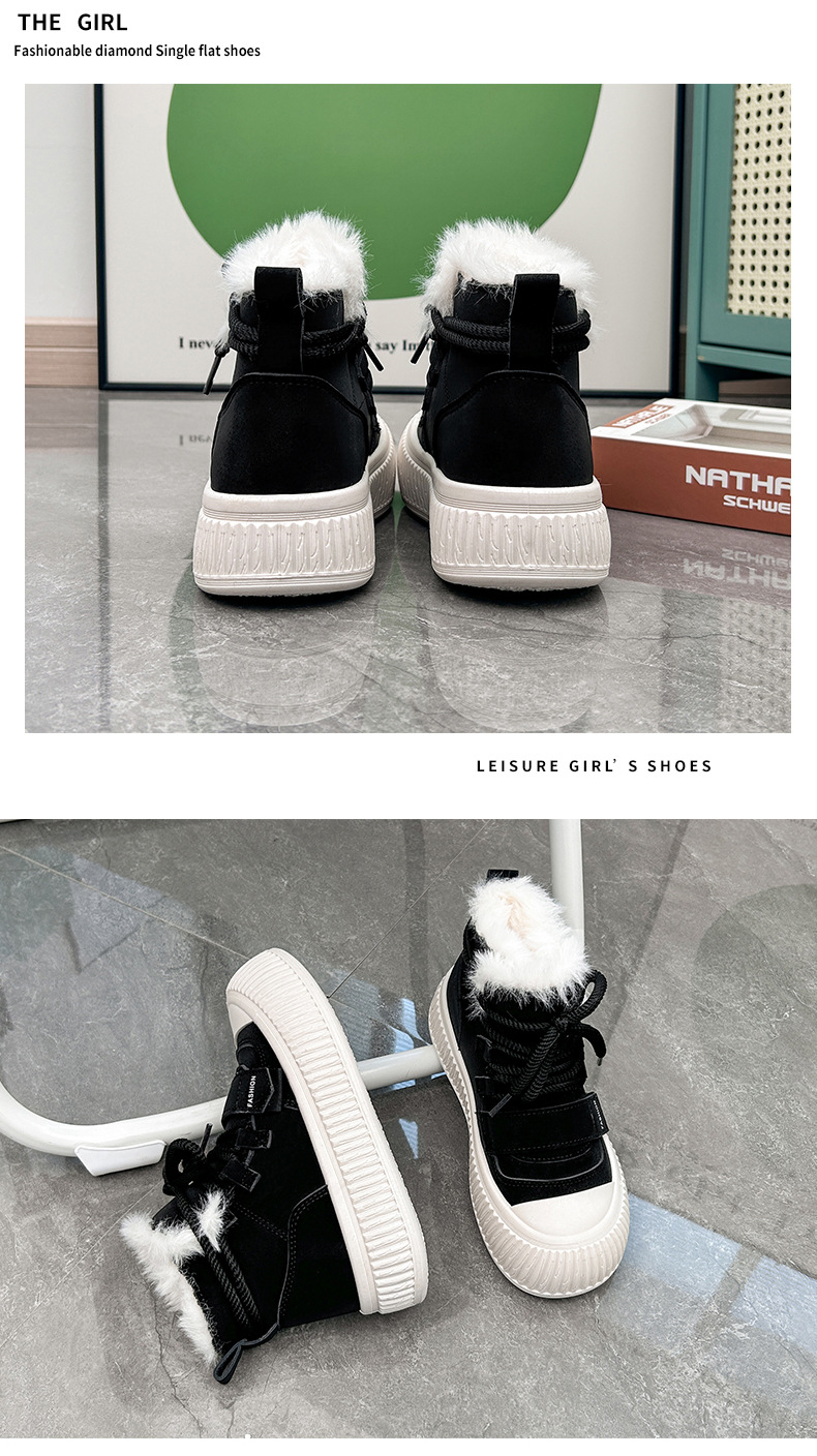 Winter Ankle Boots For Women Warm Cashmere Platform Trainers_voghion.com