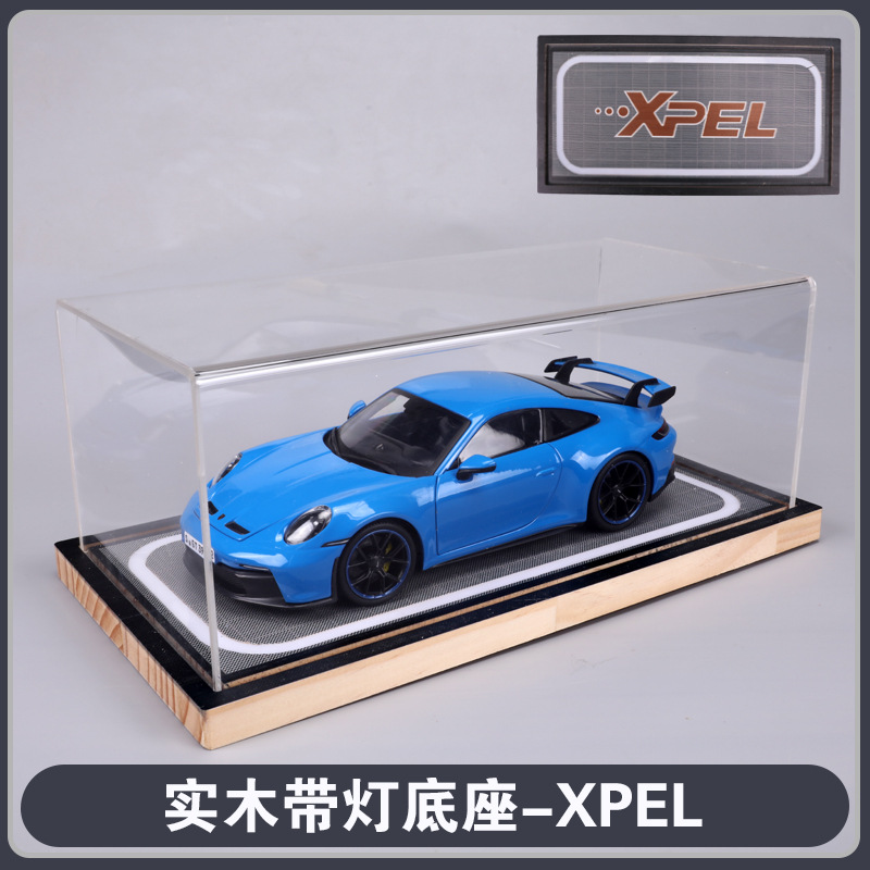 1/18 car model storage box hot bending integrated transparent acrylic display box with light bottom model storage box