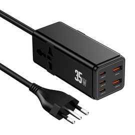 桌面插座接线板插线板带usb35W氮化镓快充桌面充电站智能插排排插