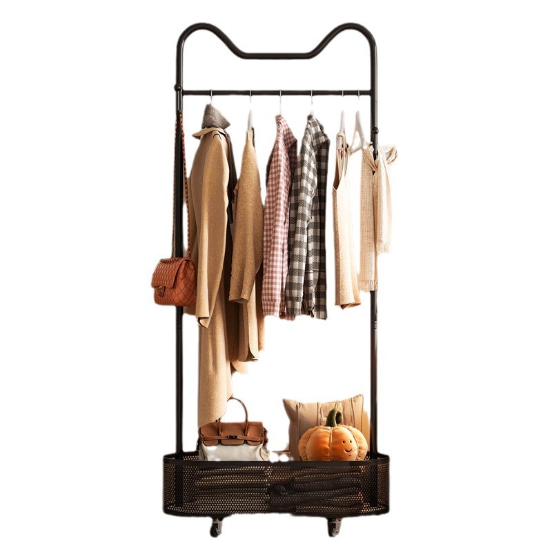 Percha de estilo crema, dormitorio de piso a techo, canasta de ropa sucia, perchero extraíble, perchero para el hogar, estante simple de esquina