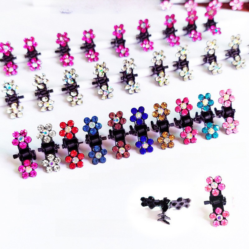 Vendita calda Mini strass Plum Blossom Grab Clip Copricapo Moda Bambini Forcina Frangia Clip Boutique Gioielli All'ingrosso_voghion.com