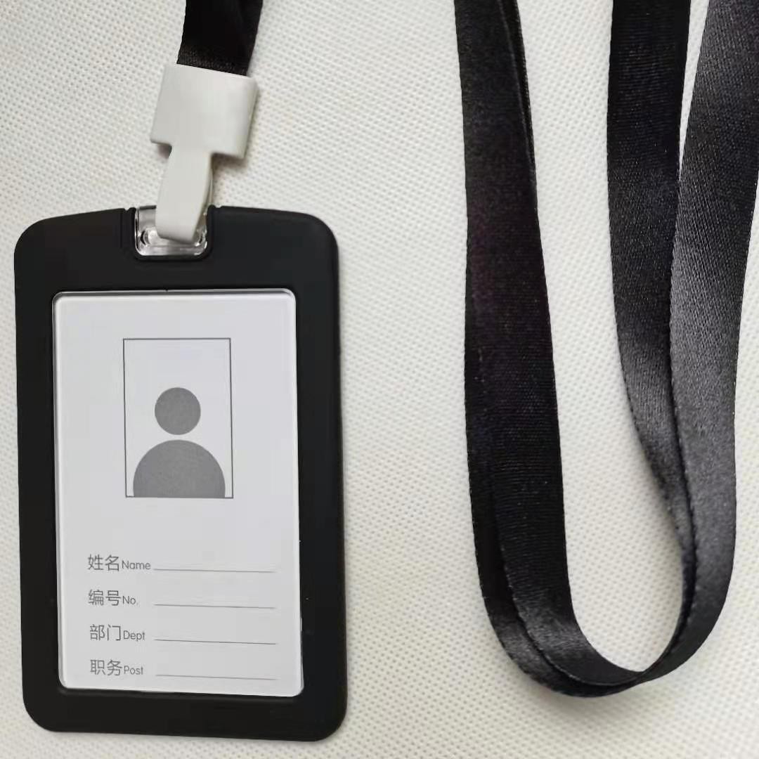 Factory self-operated silicone crystal card set work permit employee ID set change color student school card custom lanyard