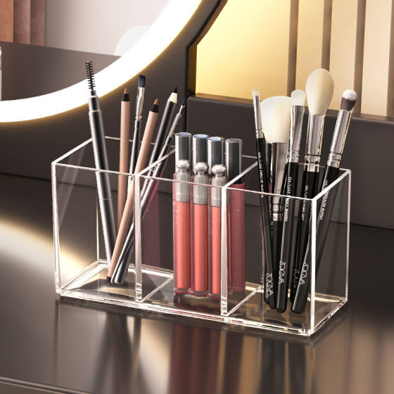Eyebrow Pen Lipstick Storage Rack Multifunctional Student Desk Pen Storage Box Simple Transparent Cosmetic Brush Storage Box