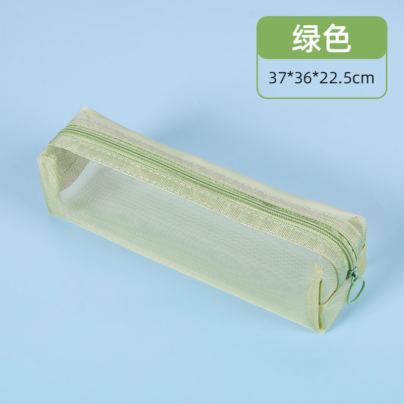 Bolsa de lápiz de malla de nylon transparente creativa ins en la caja de lápiz de papelería de gran capacidad especial para niños y niñas