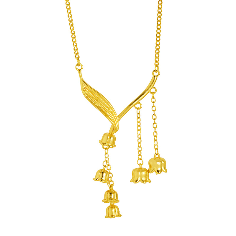 Estilo antiguo collar de orquídeas borla de La Flor de la hoja de Arena de oro no se desvanece durante mucho tiempo los accesorios de las mujeres populares a juego Yiwu suministro de joyas