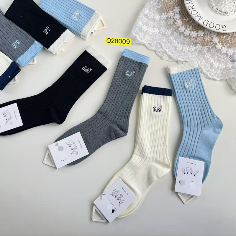 Q28009 # Women's Trendy Socks Autumn and Winter Korean Style Vertical Striped Japanese Cotton Socks Mid-Calf Slouch Socks for Women Q28009 # Women's Trendy Socks Autumn and Winter Korean Style Vertical Striped Japanese Cotton Socks Mid-Calf Slouch Socks for Women