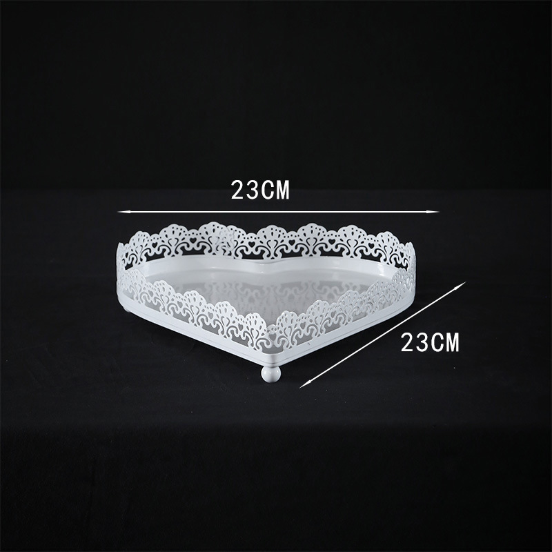 Europa hierro forjado borde de encaje oro alto pie pastel bandeja de fruta decoración de bodas West Point bandeja de pastel de metal