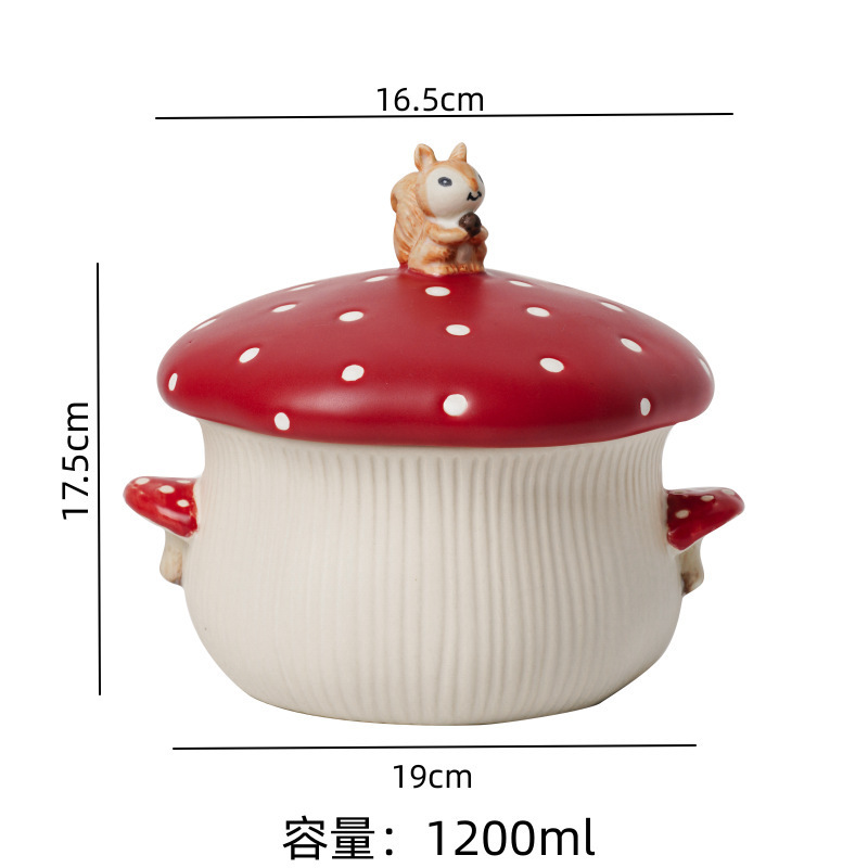 見栄えの良い赤いキノコボウル、家庭用陶器の丼、麺鉢、皿、かわいいガーリーハートの皿|undefined