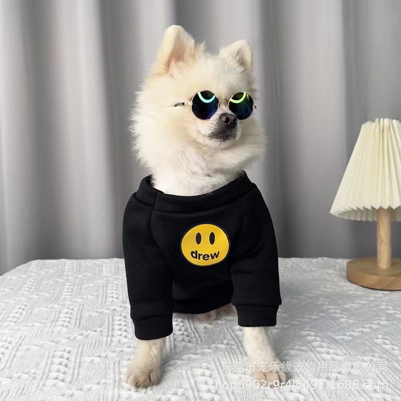 새로운 애완 동물 개 개 옷 귀여운 우유 고양이 안티 헤어 웃는 얼굴 두꺼운 따뜻한 스웨트 셔츠 애완 동물 고양이 가을 옷