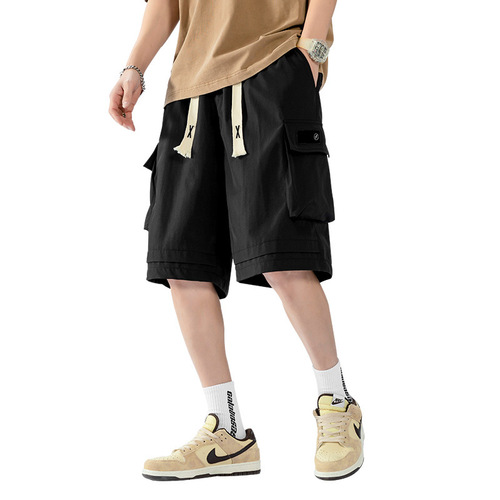 American Loose Plus Size Workwear Casual Shorts Men Summer Sports Five-Pocket Wide Leg Multi-Pocket Straight Leg Shorts