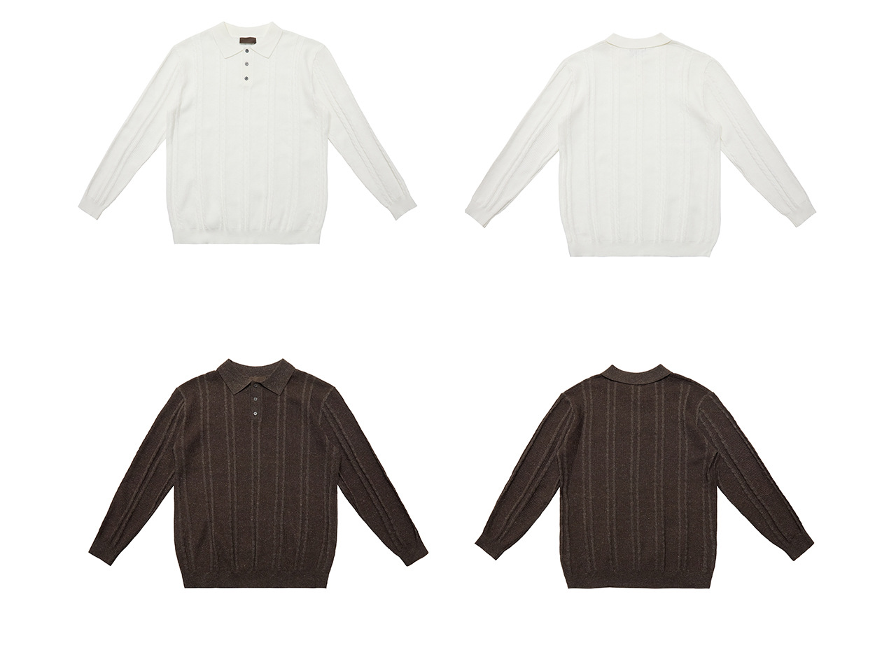 UNF Cable-Knit Jacquard Polo Shirt