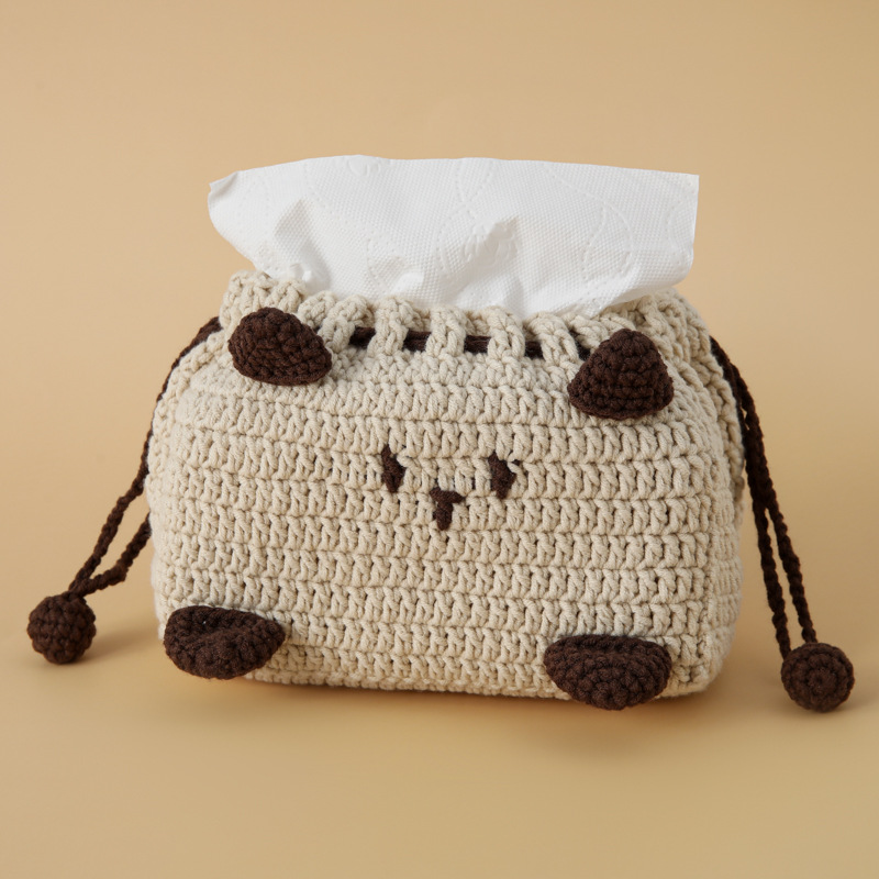 手作りの完成品の収納袋の雪菲糸フックティッシュのティッシュのティッシュの袋のシリーズのいちごのウサギのティッシュの箱の子猫のカエル