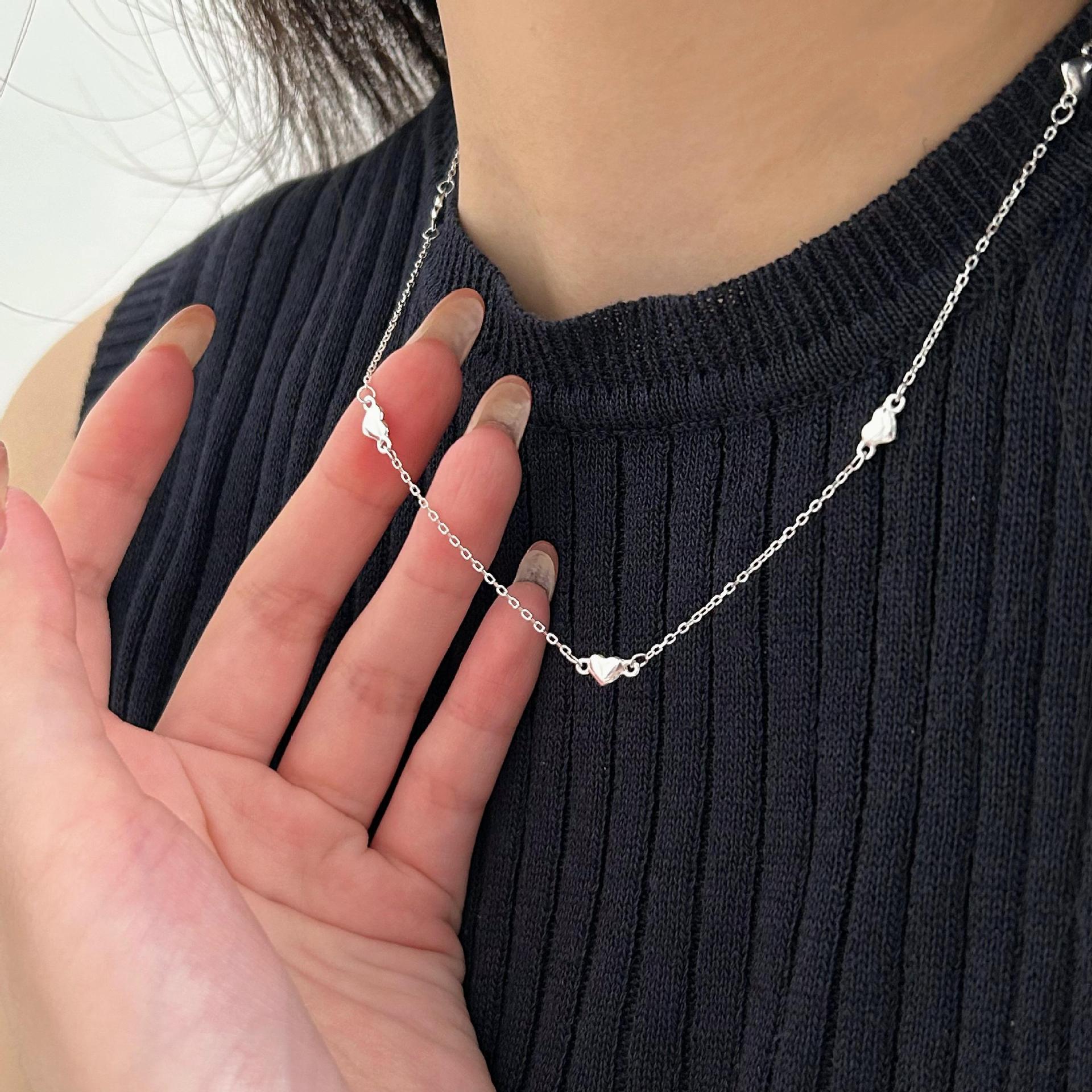925 Silver Pendant Material Necklace Classification Sterling Silver Plating Heart Shape Necklace