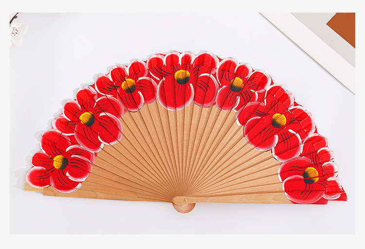 Elegant Ethnic Style Flower Polyester Cotton Theaceae Fan display picture 1