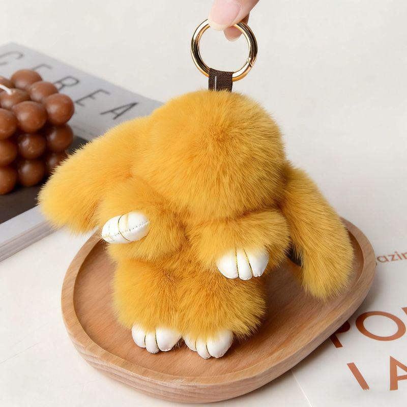 小さなウサギの毛皮ミニチュア装飾品、ウサギの毛皮バッグチャーム、ふわふわで可愛いランドセル、車のキーホルダー飾り|undefined