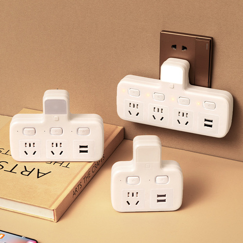 Household socket converter plug with USB power strip wireless socket panel porous without wire strip
