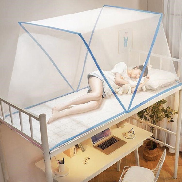 Mosquiteros plegables para uso doméstico sin instalación, almacenamiento retráctil, conveniente para abrir y usar en el dormitorio superior e inferior.
