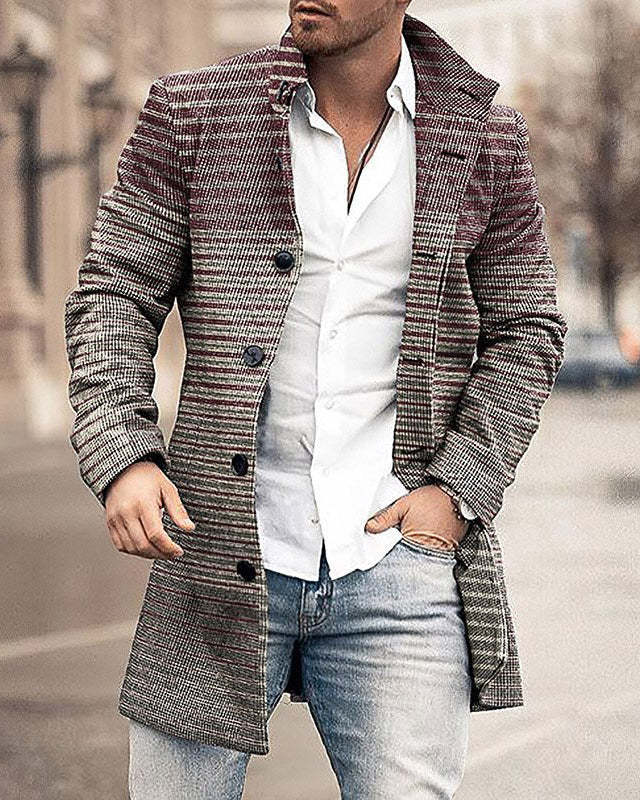 2024 europeo y americano de comercio exterior de otoño e invierno de los nuevos hombres de lana collar medio-longitud de la capa de bolsillo casual moda caliente
