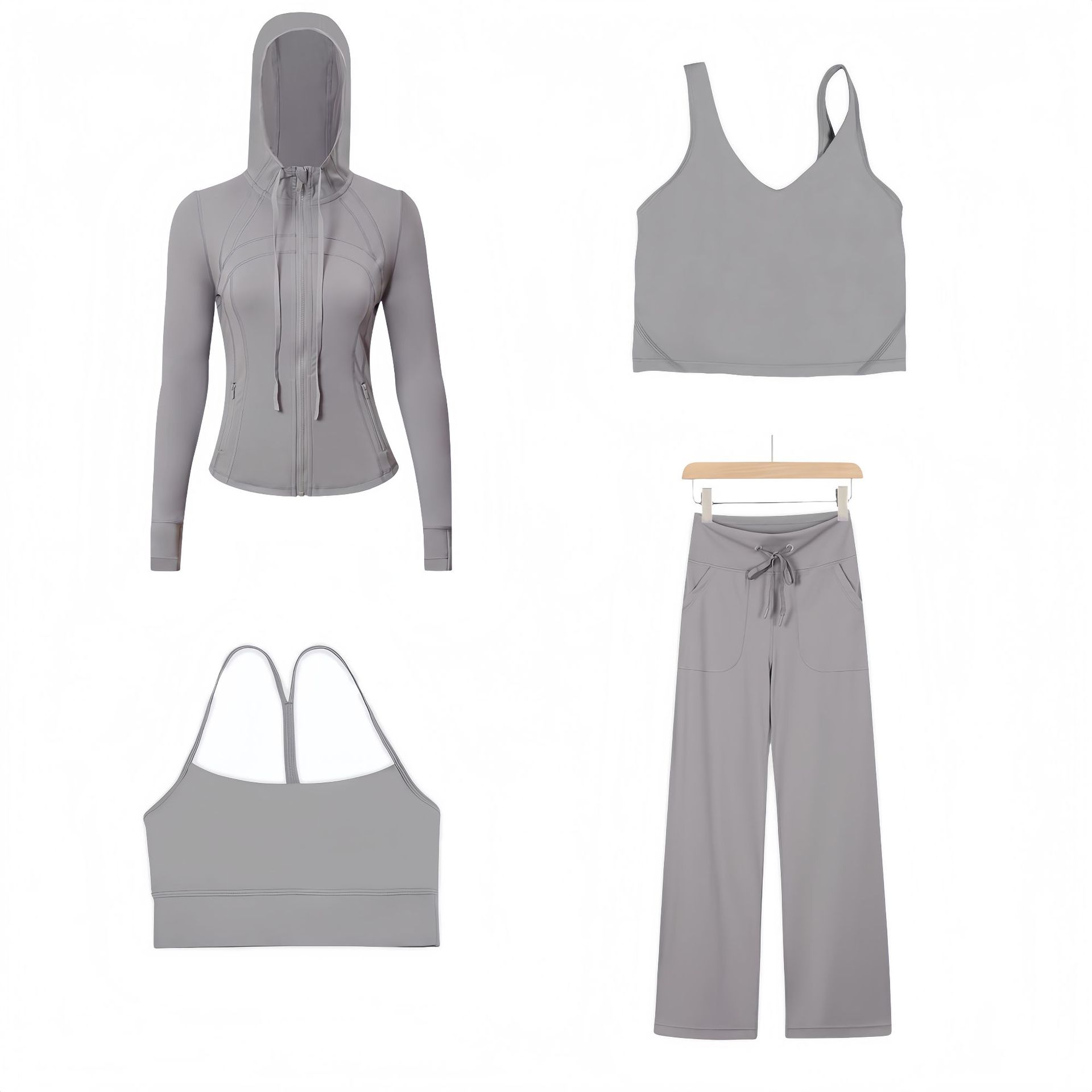 Dames sportset 4-delig slim fit met capuchon jack en broek_voghion.com