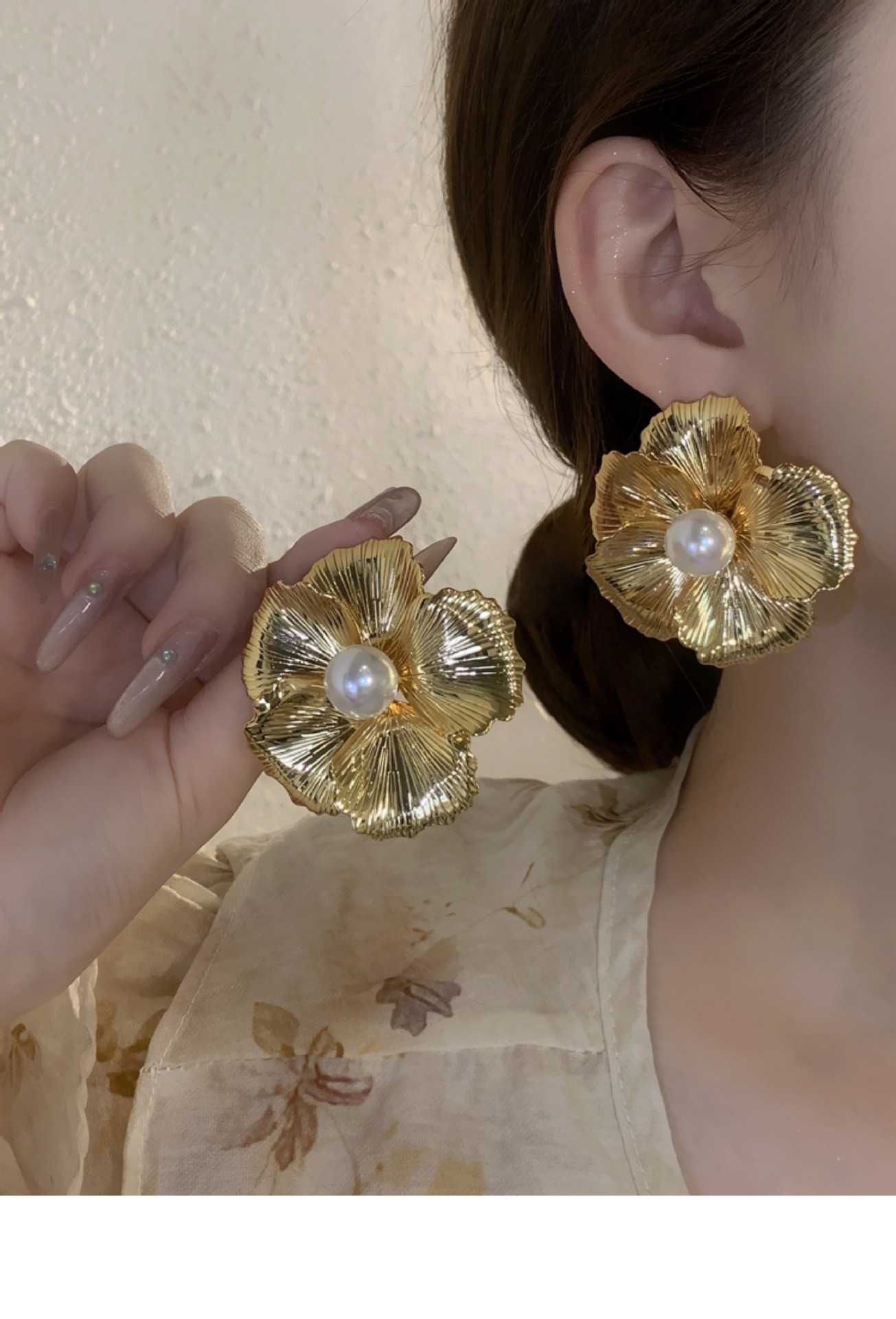 Pendientes de borla de flores de tul de aguja de plata Pendientes de súper hada verde menta fresca Pendientes de diseño exagerado de nicho