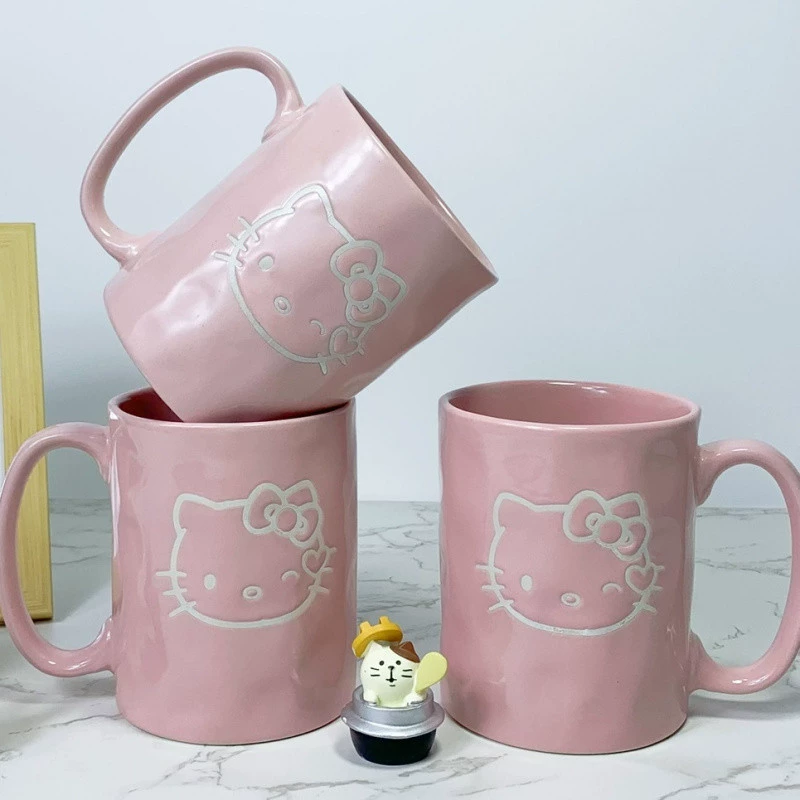 Керамическая кружка большого объема Hello Kitty, милая мультяшная кружка для воды и кофе