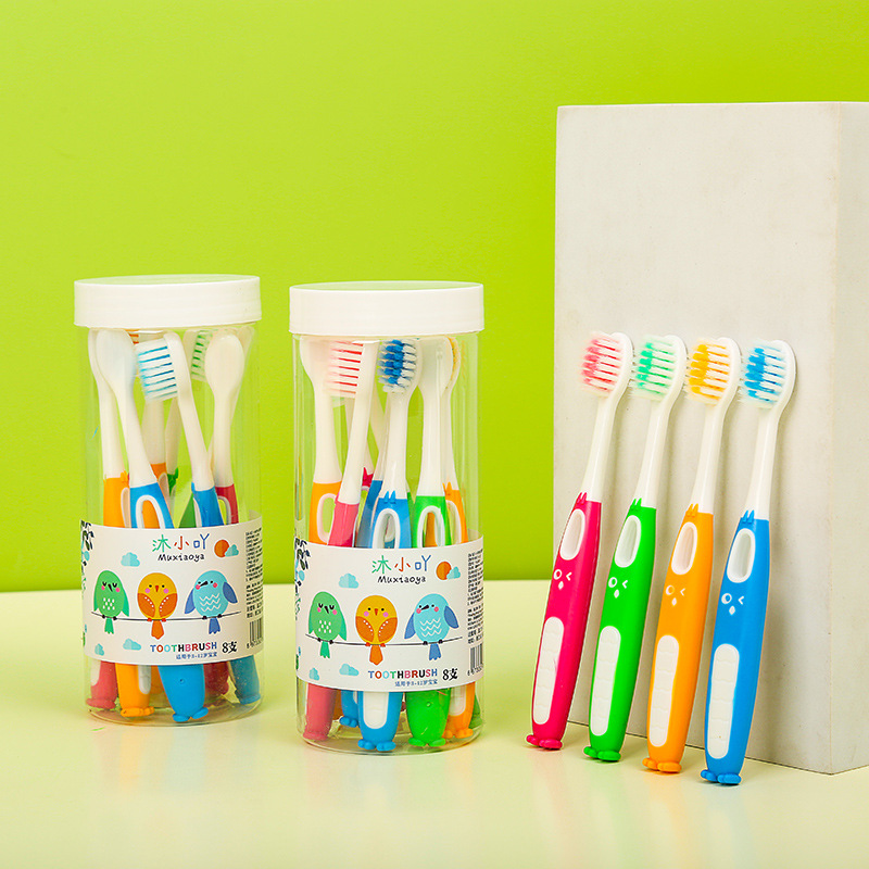 Children's Soft-Bristled Toothbrush Cute Bird 3-6-9 Years Old Baby Toothbrush Gum Protection Cleaning Household 8 Pieces in Stock