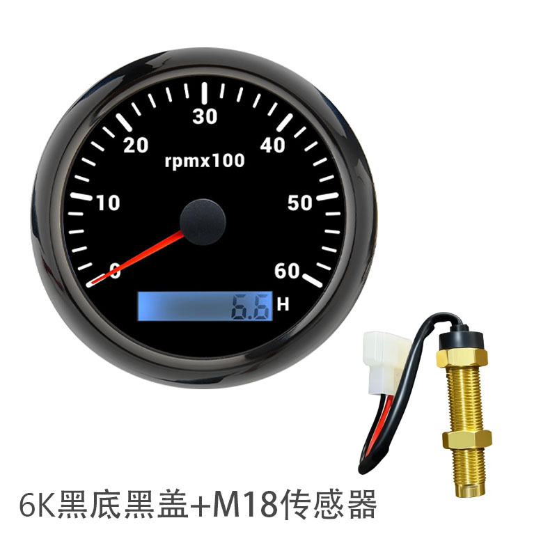85mm tachometer with matching sensor, CE certified, 12V/24V, suitable for ship integration and engineering machinery