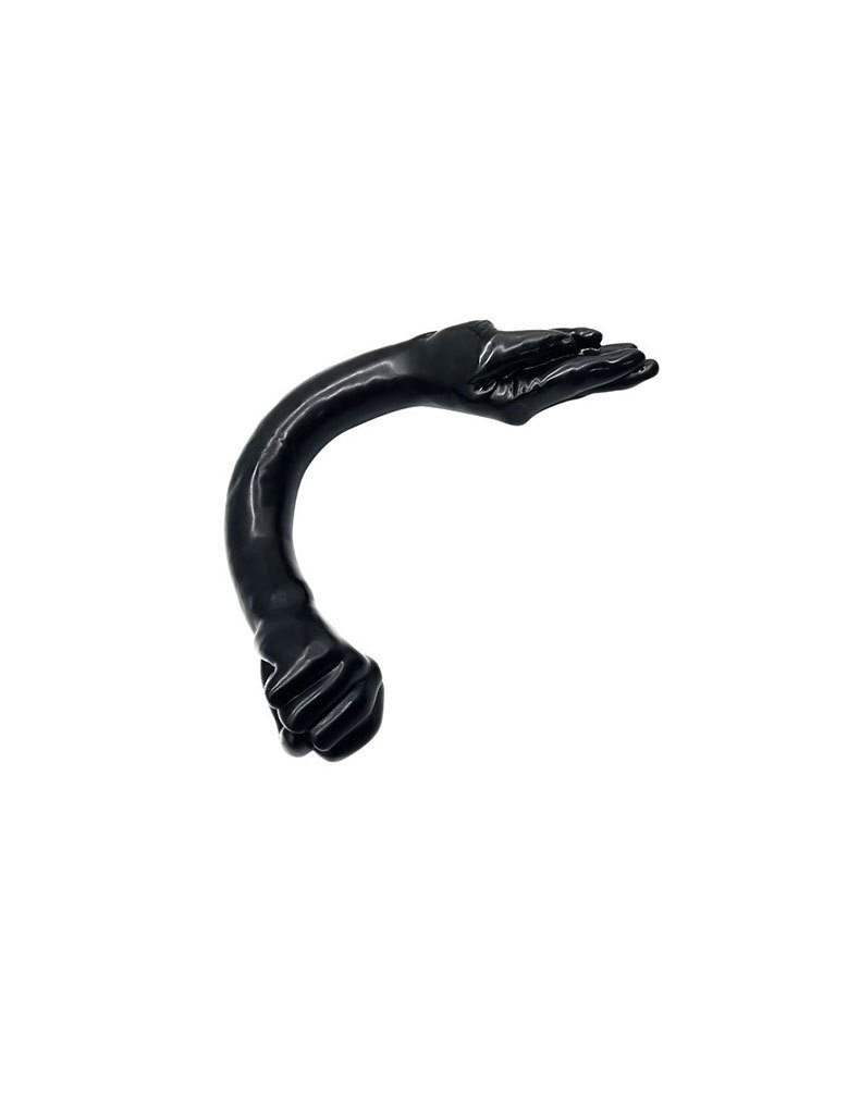 Double-Headed Fist-Shaped Dildo, Extra-Long Anal Plug, Black PVC, Ultra-Realistic Texture — detail image 5