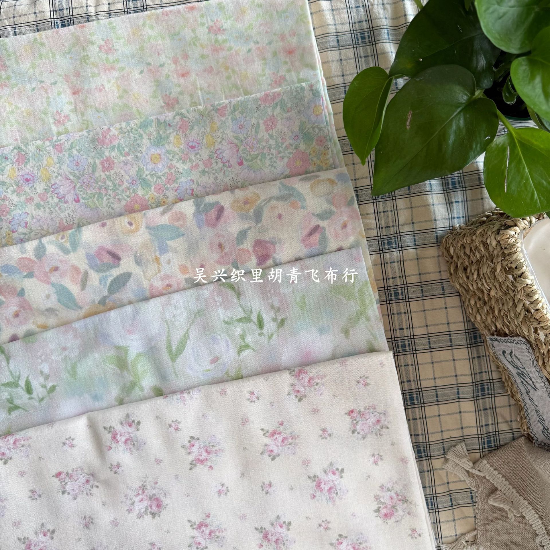 全棉精梳双层纱数码印花 韩系碎花花布 睡衣家居服月子服儿童包被