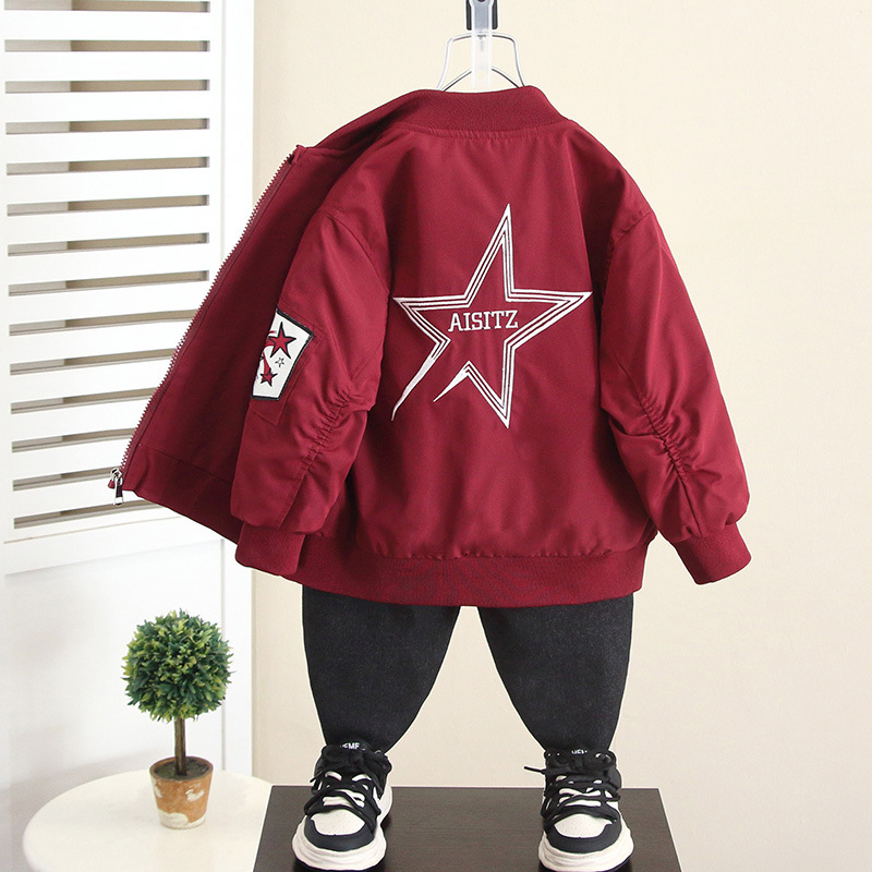 6068 chaqueta de uniforme de béisbol para niños modelos de primavera y otoño 2024 nuevo bebé ropa de otoño chaqueta luminosa para niños marea de niños