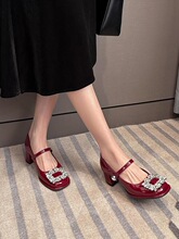 A 26586 Red French Retro Mary Jane Shoes ��ɫ������Ь �羳��