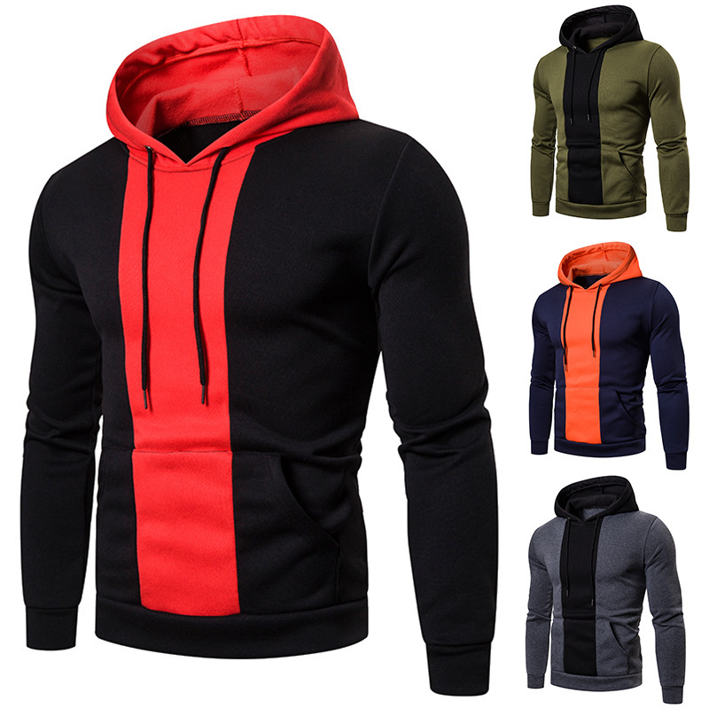 Herrenbekleidung Mode Spleißen Casual Kapuzen Herren Sweatshirt_voghion.com